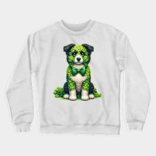 Clover Border Collie Dog St Patricks Day Crewneck Sweatshirt